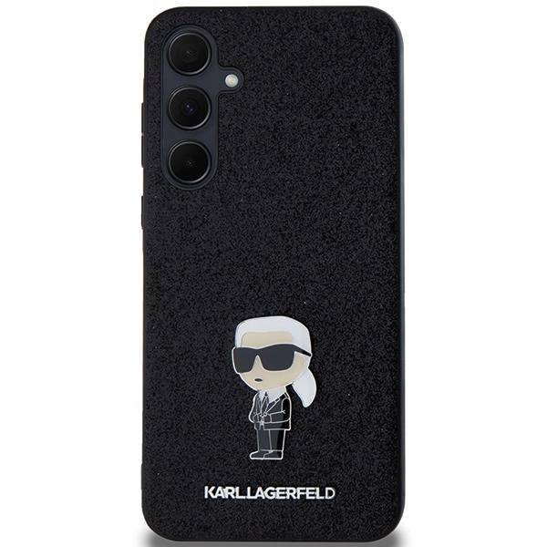 Karl Lagerfeld Fixed Glitter Ikonik Logo Metal Pin case for Samsung Galaxy A55 - blackeng