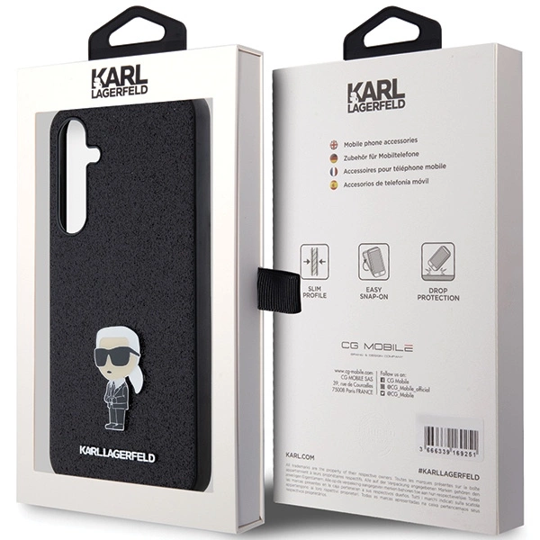Karl Lagerfeld Fixed Glitter Ikonik Logo Metal Pin case for Samsung Galaxy A55 - blackeng