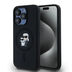 Karl Lagerfeld Silicone Karl&Choupette MagSafe case for iPhone 15 Pro - blackeng