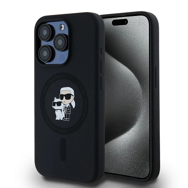 Karl Lagerfeld Silicone Karl&Choupette MagSafe case for iPhone 15 Pro - blackeng
