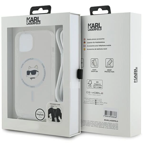 Karl Lagerfeld IML Choupette Head&Cord MagSafe case for iPhone 15 / 14 / 13 - transparenteng