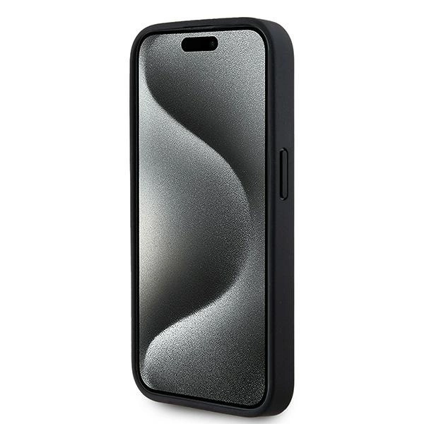 Karl Lagerfeld Leather Monogram Metal Logo case for iPhone 15 Pro Max - blackeng