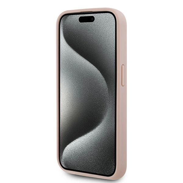 Karl Lagerfeld Leather Monogram Metal Logo case for iPhone 15 Pro Max - pinkeng
