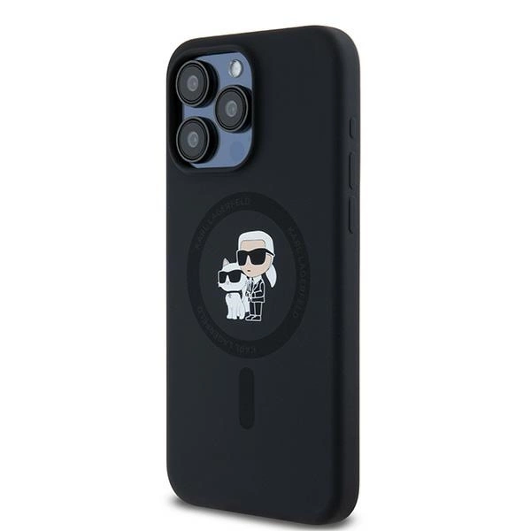 Karl Lagerfeld Silicone Karl&Choupette Ring MagSafe case for iPhone 15 Pro Max - blackeng