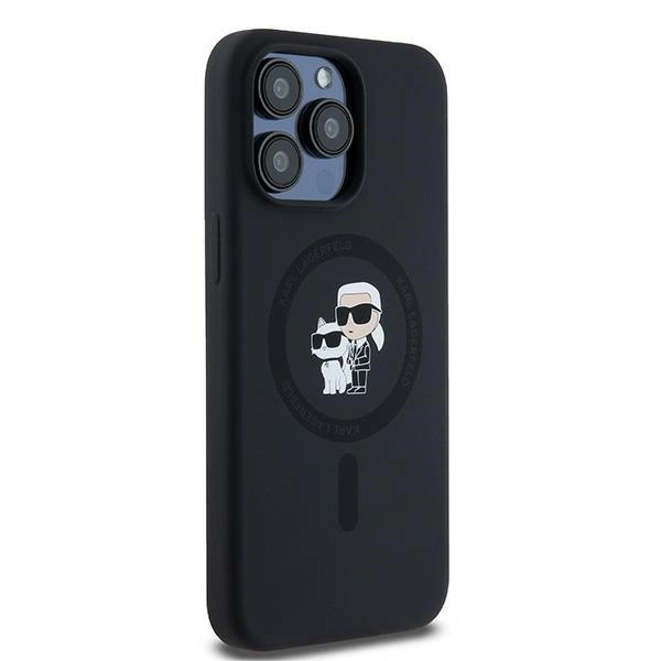 Karl Lagerfeld Silicone Karl&Choupette Ring MagSafe case for iPhone 15 Pro Max - blackeng