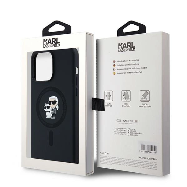 Karl Lagerfeld Silicone Karl&Choupette Ring MagSafe case for iPhone 15 Pro Max - blackeng