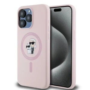 Karl Lagerfeld Silicone Karl&Choupette Ring MagSafe case for iPhone 15 Pro Max - pinkeng