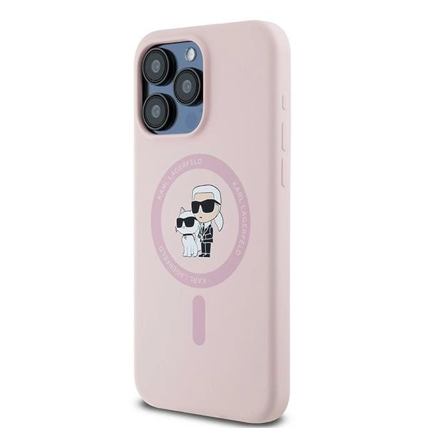 Karl Lagerfeld Silicone Karl&Choupette Ring MagSafe case for iPhone 15 Pro Max - pinkeng