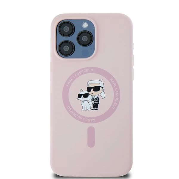 Karl Lagerfeld Silicone Karl&Choupette Ring MagSafe case for iPhone 15 Pro Max - pinkeng