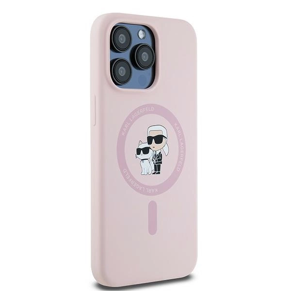 Karl Lagerfeld Silicone Karl&Choupette Ring MagSafe case for iPhone 15 Pro Max - pinkeng