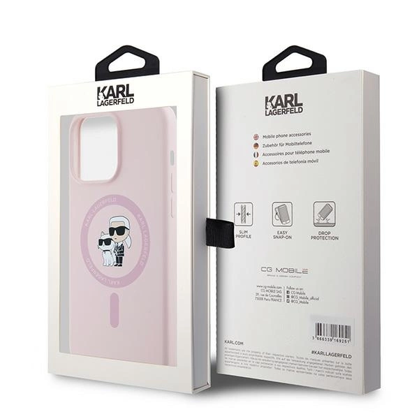 Karl Lagerfeld Silicone Karl&Choupette Ring MagSafe case for iPhone 15 Pro Max - pinkeng
