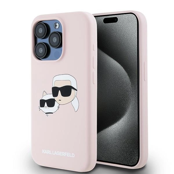 Karl Lagerfeld Silicone Karl&Choupette MagSafe case for iPhone 15 Pro Max - pinkeng