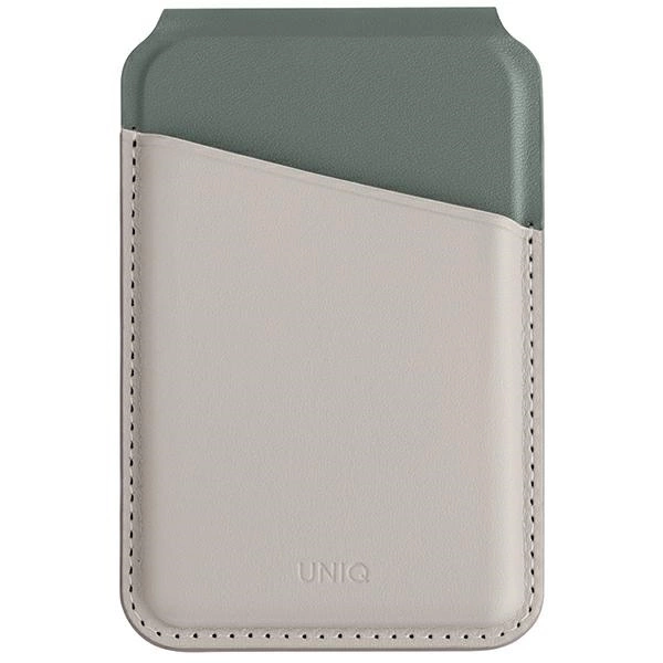 Uniq Lyden DS magnetic RFID wallet with phone stand - beige and greeneng