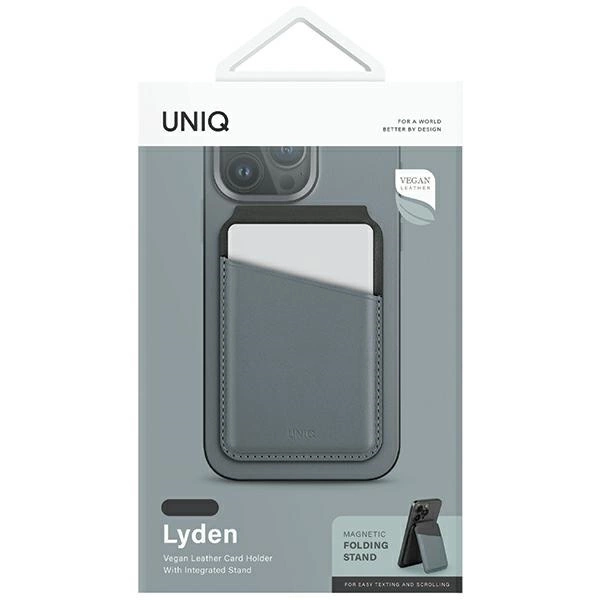 Uniq Lyden DS magnetic RFID wallet with phone stand - blue and blackeng