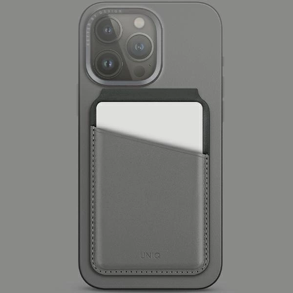 Uniq Lyden DS magnetic RFID wallet with phone stand - gray and blackeng