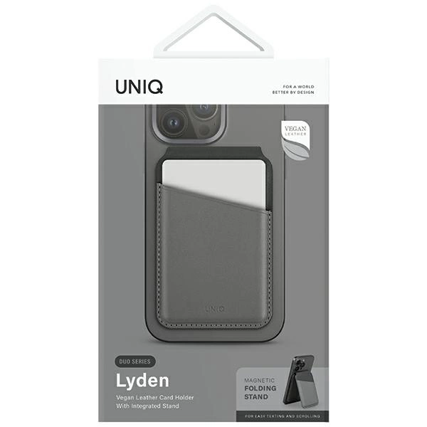 Uniq Lyden DS magnetic RFID wallet with phone stand - gray and blackeng