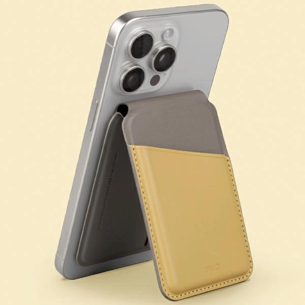 Uniq Lyden DS magnetic RFID wallet with phone stand - yellow-grayeng
