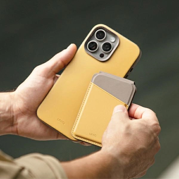 Uniq Lyden DS magnetic RFID wallet with phone stand - yellow-grayeng