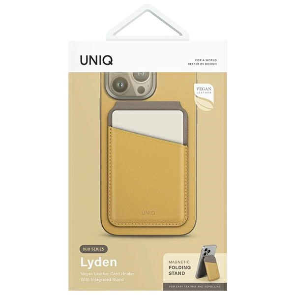 Uniq Lyden DS magnetic RFID wallet with phone stand - yellow-grayeng