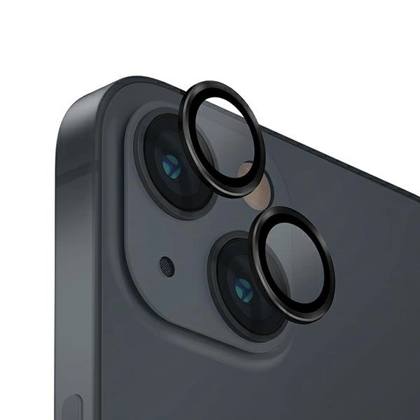 Uniq Optix Glass Aluminum Camera Lens Protector for iPhone 14 / 14 Plus Camera Lens with Applicator - Blackeng