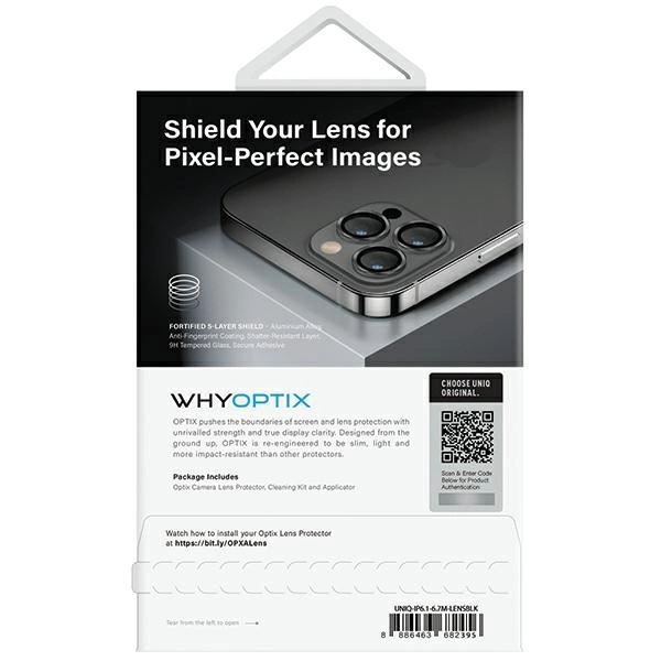 Uniq Optix Glass Aluminum Camera Lens Protector for iPhone 14 / 14 Plus Camera Lens with Applicator - Blackeng