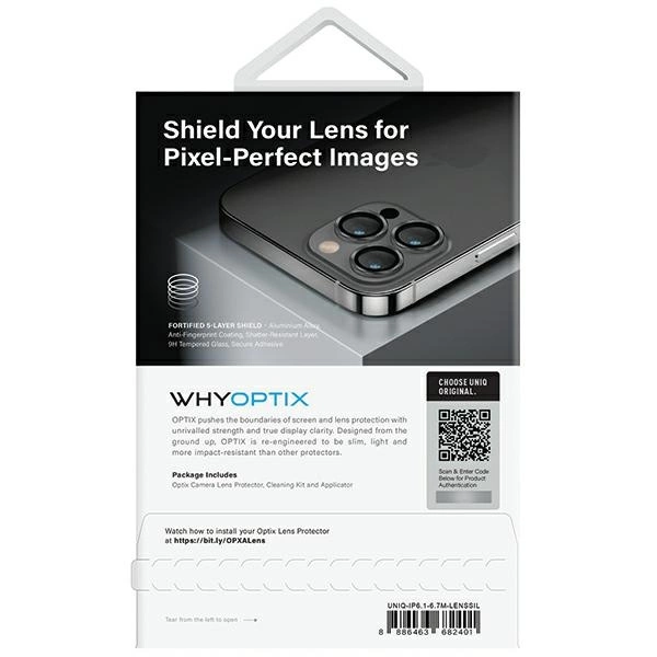 Uniq Optix Aluminum Camera Lens Protector for iPhone 14/14 Plus camera lens with applicator - silvereng