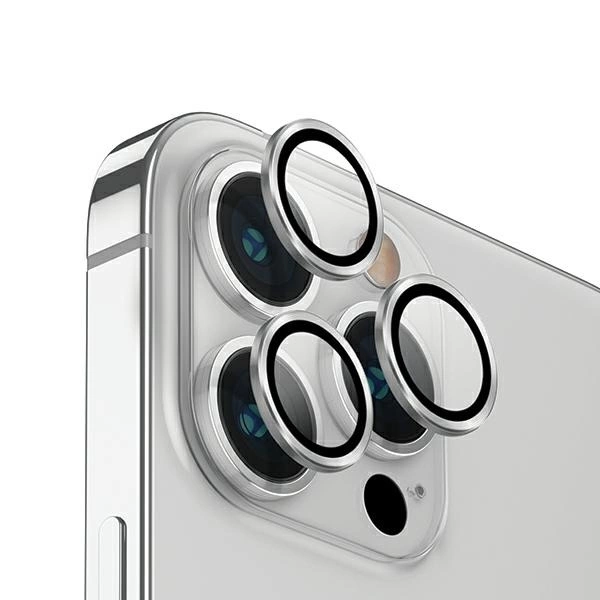 Uniq Optix Aluminum Camera Lens Protector for iPhone 14 Pro / 14 Pro Max camera lens with applicator - silvereng