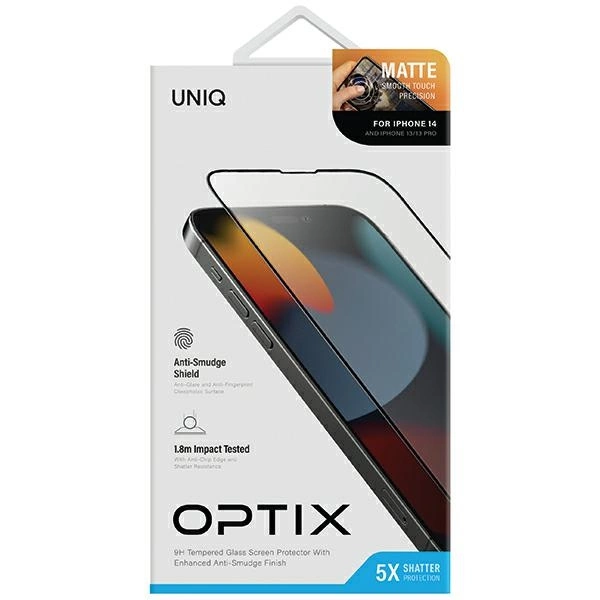 Uniq Optix Matte frosted tempered glass for iPhone 14 / 13 / 13 Pro with applicatoreng