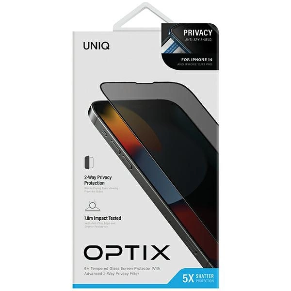 Uniq Optix Privacy Tempered Glass for iPhone 14/13/13 Pro with Applicatoreng