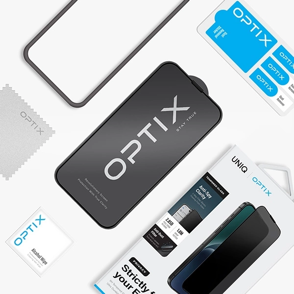 Uniq Optix Privacy tempered glass for iPhone 15 Pro Max with applicatoreng
