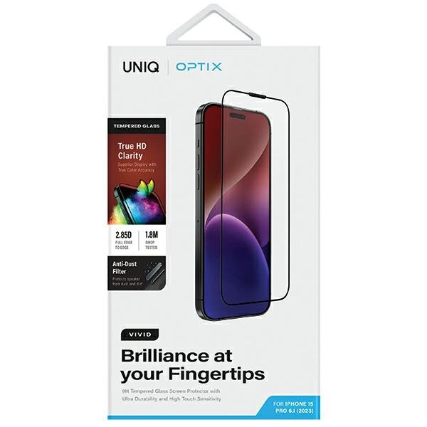 Uniq Optix Vivid glass for iPhone 15 Pro with applicatoreng