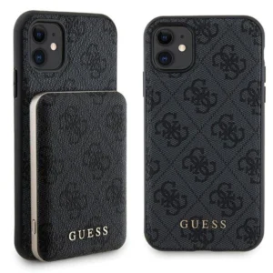 Guess 4G Metal Logo case set for iPhone 11 + 5000mAh MagSafe power bank - blackeng