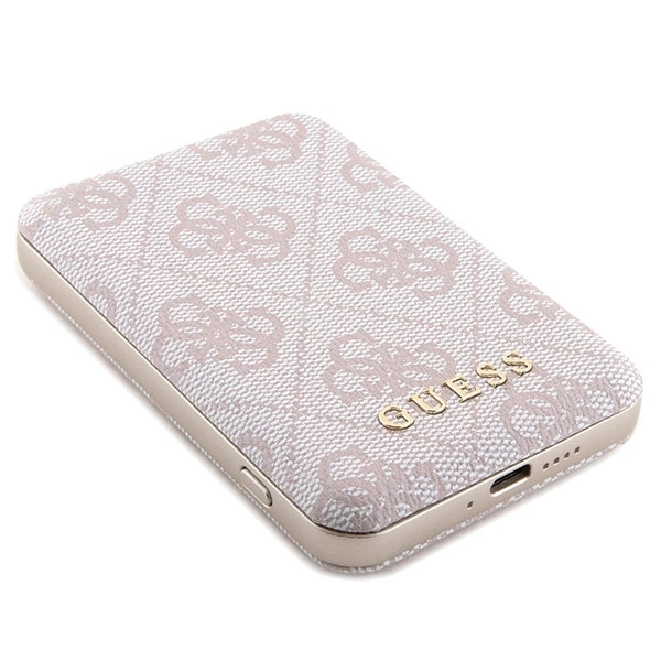 Guess 4G Metal Logo case set for iPhone 14 Pro + 5000mAh MagSafe power bank - pinkeng