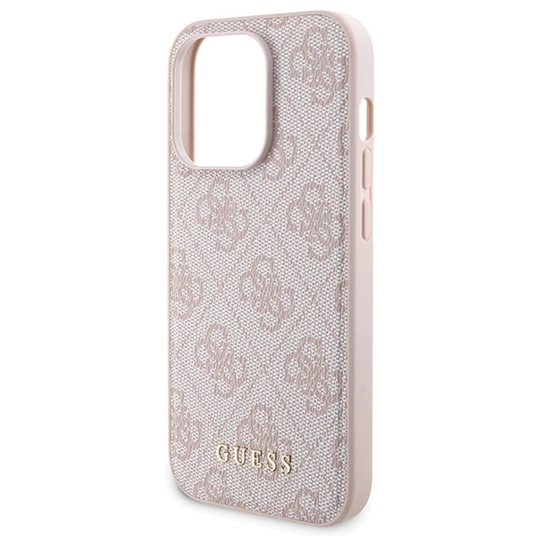 Guess 4G Metal Logo case set for iPhone 14 Pro + 5000mAh MagSafe power bank - pinkeng