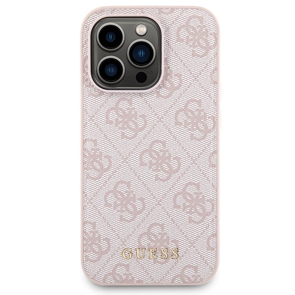 Guess 4G Metal Logo case set for iPhone 15 Pro + 5000mAh MagSafe power bank - pinkeng
