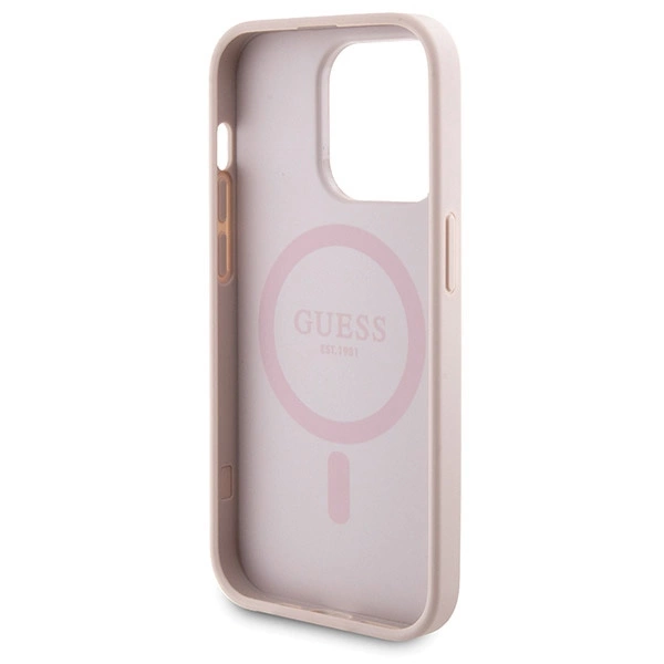 Guess 4G Metal Logo case set for iPhone 15 Pro + 5000mAh MagSafe power bank - pinkeng