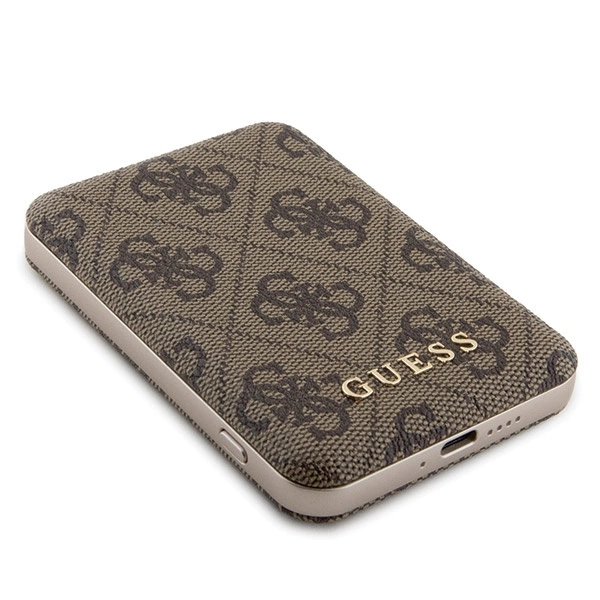 Guess 4G Metal Logo case set for iPhone 15 Pro + 5000mAh MagSafe power bank - browneng