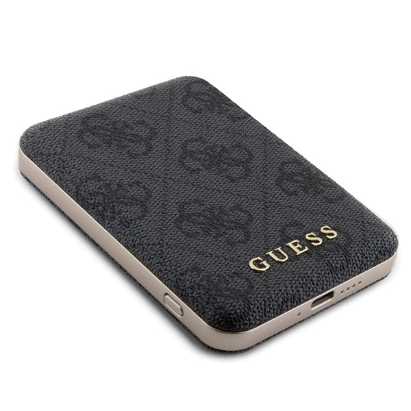 Guess 4G Metal Logo case set for iPhone 15 + 5000mAh MagSafe power bank - blackeng
