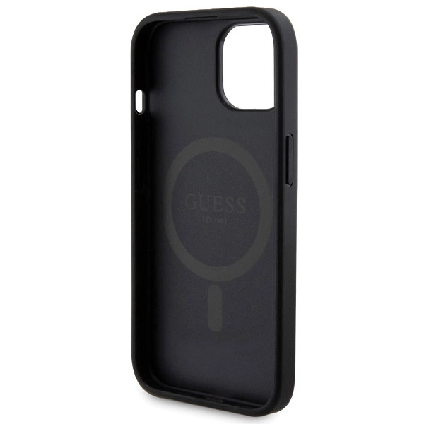 Guess 4G Metal Logo case set for iPhone 15 + 5000mAh MagSafe power bank - blackeng