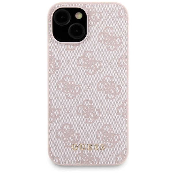 Guess 4G Metal Logo case set for iPhone 15 + 5000mAh MagSafe power bank - pinkeng