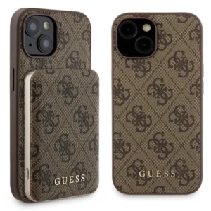 Guess 4G Metal Logo case set for iPhone 15 + 5000mAh MagSafe power bank - browneng