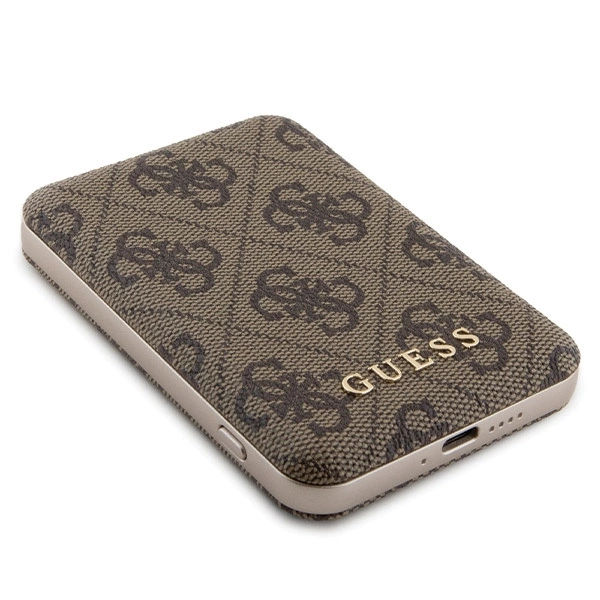 Guess 4G Metal Logo case set for iPhone 15 + 5000mAh MagSafe power bank - browneng