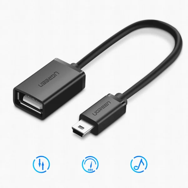 Ugreen US249 10383 mini USB-B (male) / USB-A (female) OTG adapter 10cm - grayeng