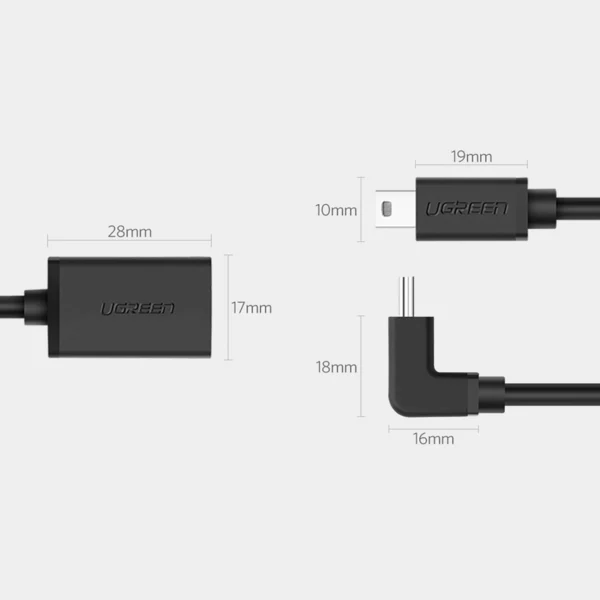 Ugreen US249 10383 mini USB-B (male) / USB-A (female) OTG adapter 10cm - grayeng