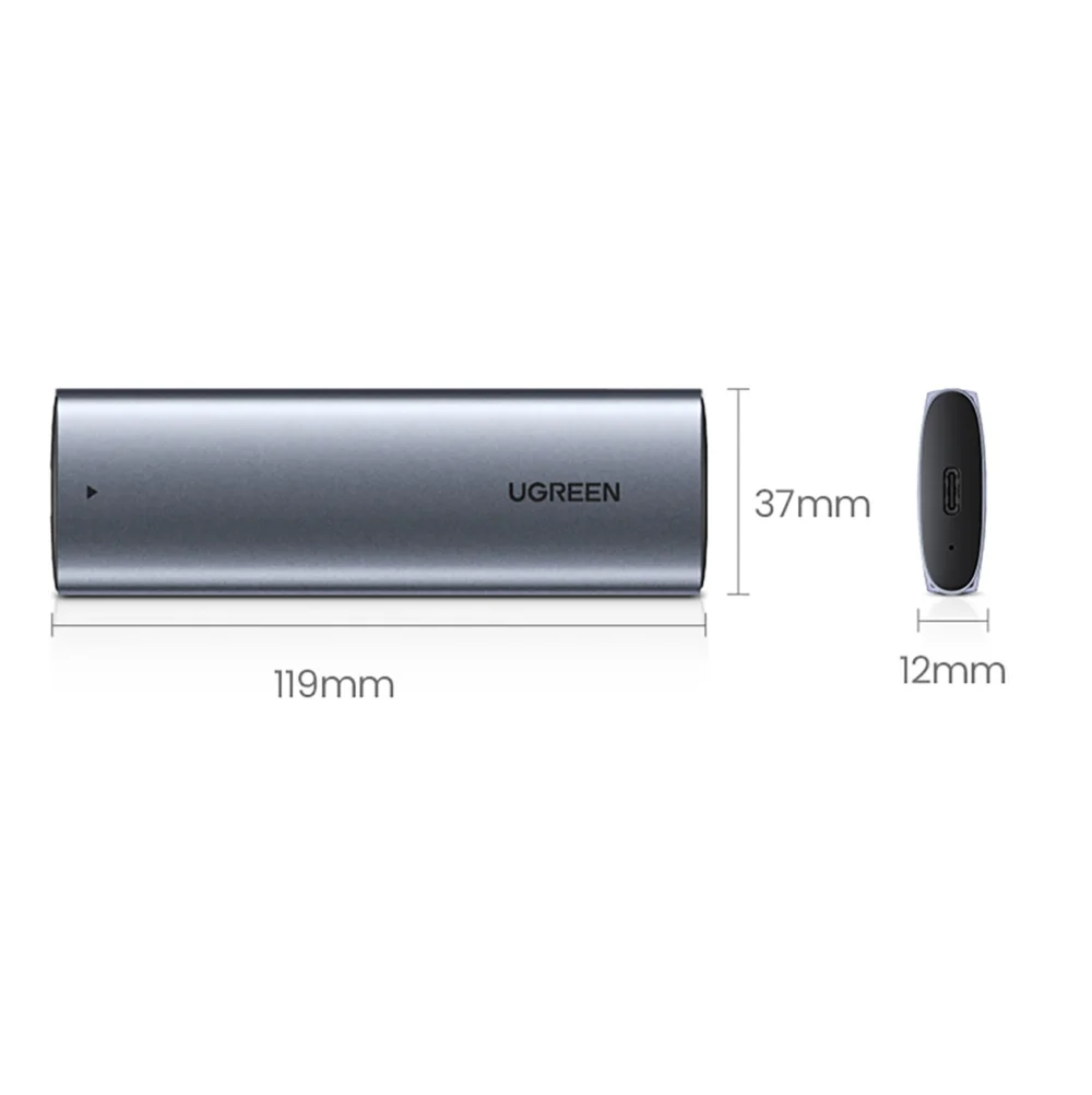 Ugreen CM578 15512 enclosure for M.2 NVMe 10Gbps drive - black + USB-C / USB-A cable + USB-C / USB-C cableeng