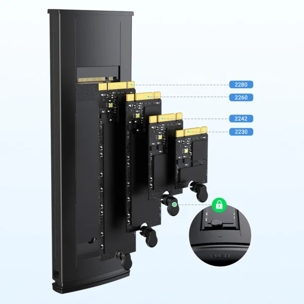Ugreen CM578 15512 enclosure for M.2 NVMe 10Gbps drive - black + USB-C / USB-A cable + USB-C / USB-C cableeng