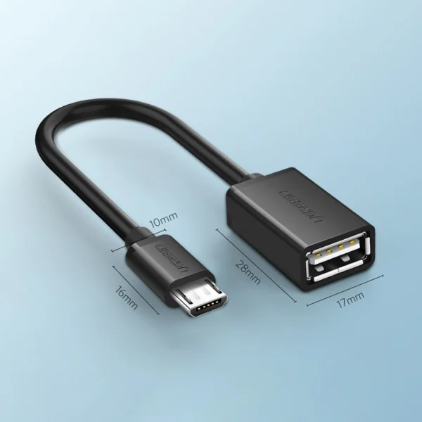 Ugreen US133 10396 micro USB (male) / USB-A (female) OTG cable flat 0.15m - blackeng