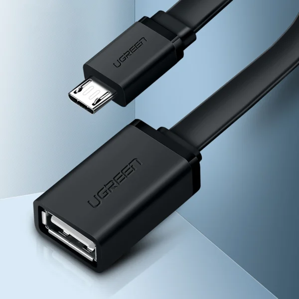 Ugreen US133 10396 micro USB (male) / USB-A (female) OTG cable flat 0.15m - blackeng