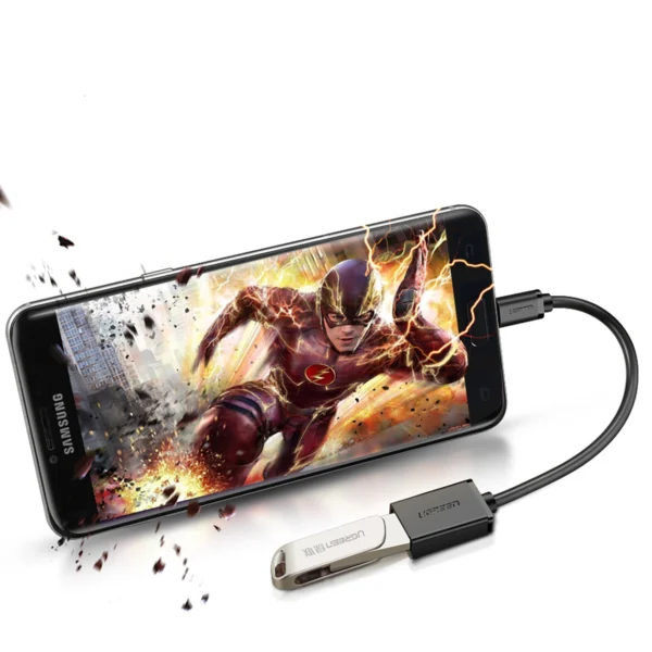 Ugreen US133 10396 micro USB (male) / USB-A (female) OTG cable flat 0.15m - blackeng