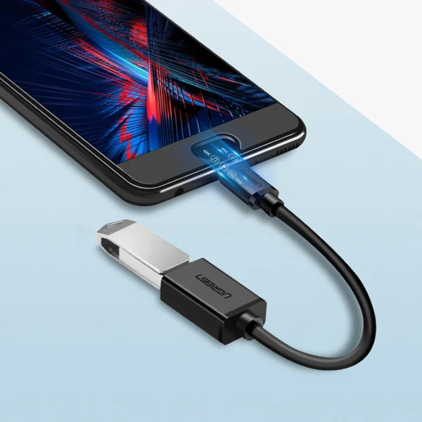 Ugreen US133 10396 micro USB (male) / USB-A (female) OTG cable flat 0.15m - blackeng